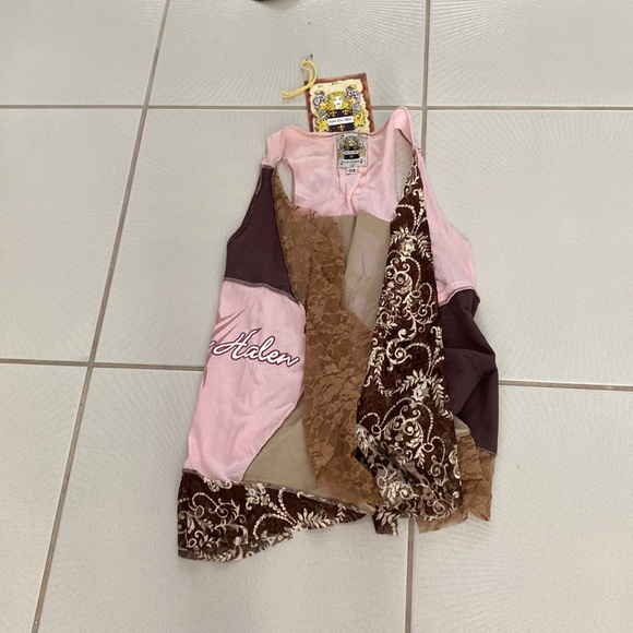 Vintage Styles Ever After Handmade Van Halen brown pink brown lace vest OS - Picture 7 of 8